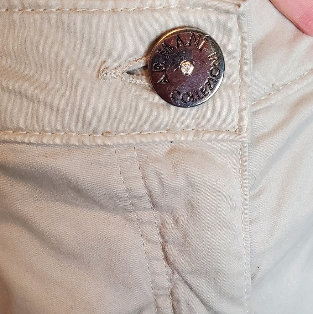 ❤️‍ VINTAGE Armani Collezioni 90s Designer Beige Casual Pants ~ estimated size 4 - Picture 4 of 13